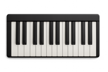 Electronic keyboard synthesizer with transparent background for music production