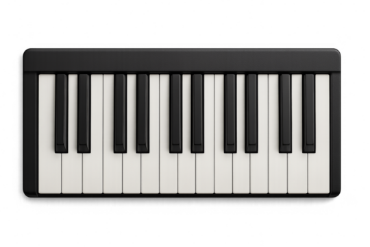 Electronic keyboard synthesizer with transparent background for music production