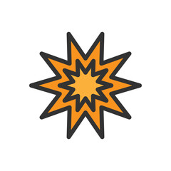 Vector illustration of a Explosion in solid line style isolated in white background