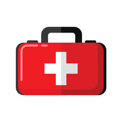 Fototapeta premium Emergency Readiness: A close-up illustration of a red first aid kit, meticulously rendered in vector graphics, symbolizing preparedness and quick solutions for healthcare challenges.