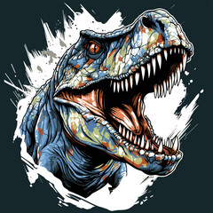 Naklejka premium Tyrannosaurus rex dinosaur portrait in vector pop art style