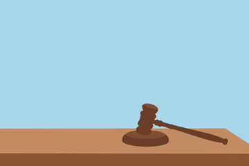 Gavel on a Wooden Table Representing Law and Justice