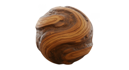 3d Abstract Brown Sphere Textured Isolated on Transparent Background