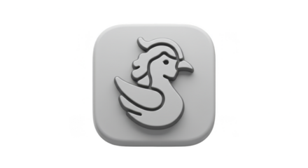 3D Illustration Gray Duck Icon Design Poultry Isolated in Cartoon Style