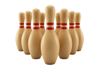 3d Isolated Bowling Pins with Wooden Texture Strike Sport Game Alley