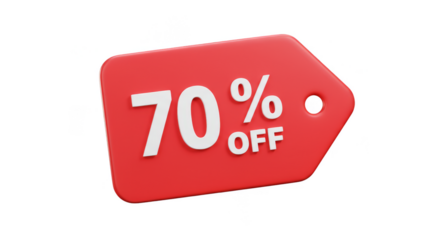 3D Illustration Seventy Percent Off Red Tag Isolated Background