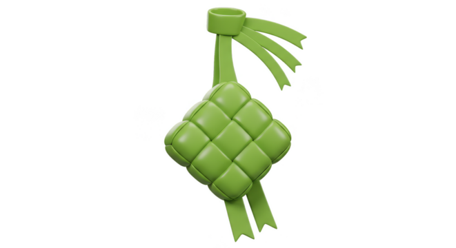 3d Illustration of Green Ketupat Isolated Background for Muslim Celebration