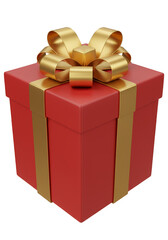 Obraz premium 3d Render Isolated Gift Box with Gold Bow and Ribbon on Background