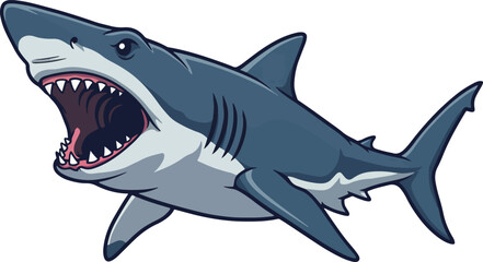  Aggressive Cartoon Sharks Illustration