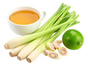 Fresh lemongrass and lime with herbal tea.