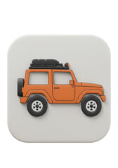 3D Rendering Icon Orange SUV Car for Offroad Transportation Adventure