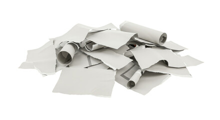 3d Rendered Pile of White Papers and Documents Isolated Background
