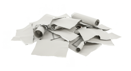 3d Rendered Pile of White Papers and Documents Isolated Background