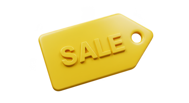 3d Rendered Golden Sale Tag For Discount Offers With Transparent Background