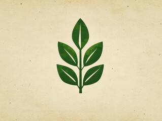 Simple Green Leaf Design on Textured Background for Nature Themes