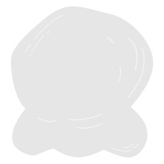 A single scoop of cartoon-style vanilla ice cream in white color. Suitable for dessert-themed illustrations and food graphics.