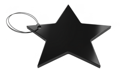 3d Rendering Black Star Shape Isolated on Transparent Background