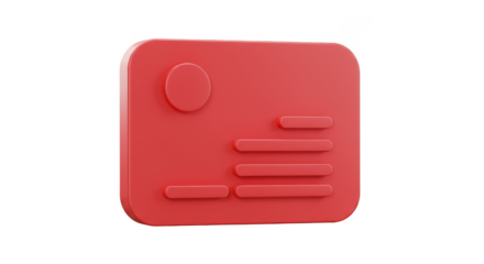 3d Rendered Red Card Business Id Mockup with Transparent Background