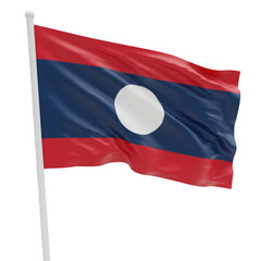 3D Rendering Laos National Flag Waving In The Wind On Transparent Background