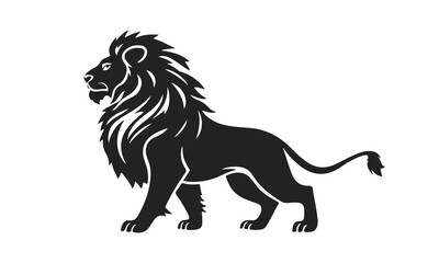 Lion silhouette vector, wild animal art, majestic lion illustration, powerful predator logo, black lion design