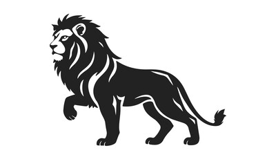 Lion silhouette vector, wild animal art, majestic lion illustration, powerful predator logo, black lion design