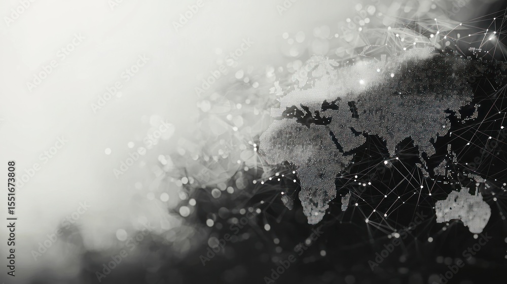 Poster global network connection: a world map abstract