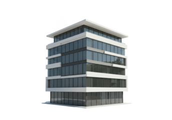 3D Rendering Modern Glass Building Architecture with Transparent Background