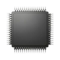 Computer microchip isolated on transparent background