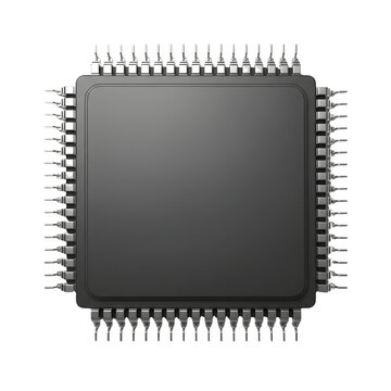 Computer microchip isolated on transparent background