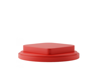 3D Rendering Of Red Podium Platform Product Display Stand With Transparent Background