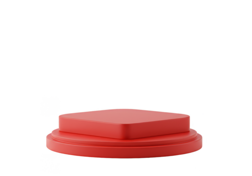 3D Rendering Of Red Podium Platform Product Display Stand With Transparent Background