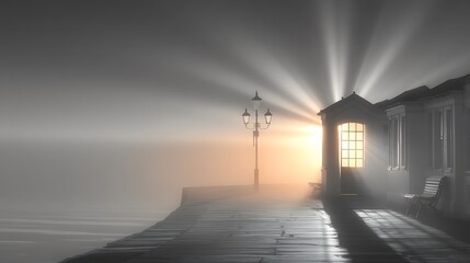 Misty Dawn at the Seaside House: A Ray of Hope