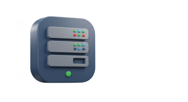 3d Rendering of Gray Server Icon for Data Storage in Transparent BG
