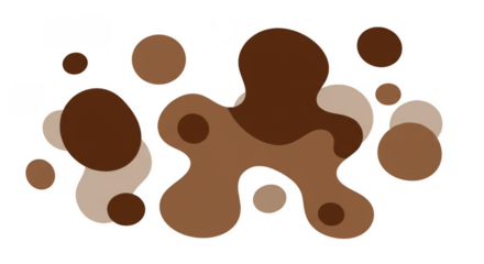 Abstract Brown Organic Shapes Blob Illustration with Transparent Background