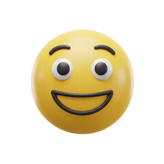Fototapeta premium 3D Rendering of Smiling Yellow Emoji Face Isolated on Transparent Background
