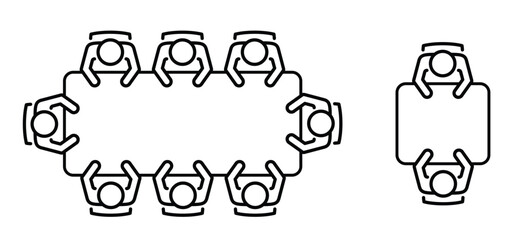 businessmen at a round table. Office Chair. Meeting rooms concept. Table for business meetings. Brainstorming and teamwork. Conference hall icon. Office workers during the meeting. Table and chairs.