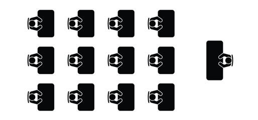 Training, workshop icon. Classroom or schoolroom, table and chairs. School meeting rooms. Brainstorming and teamwork. Exam or test class. Group of kids students studying discussing, homework concept.