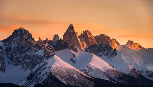 mount ushba beautiful snowy mountain peaks at sunset