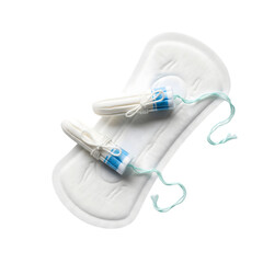 Feminine hygiene products including pad and tampons isolated on transparent background