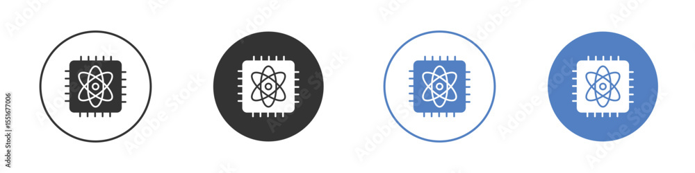 Poster quantum computing icon symbol set. vector graphic design
