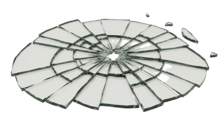 Abstract Broken Glass Circle Texture on Transparent Background
