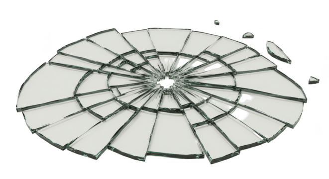 Abstract Broken Glass Circle Texture on Transparent Background
