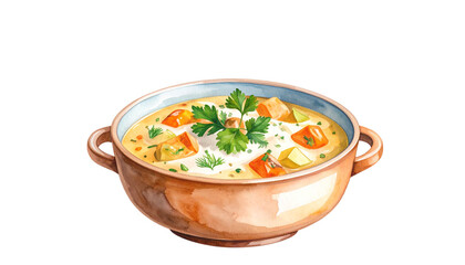 Illustration of cream stew with lots of ingredients