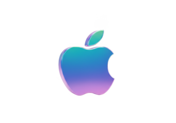 Abstract Iridescent Gradient Apple Logo Design on Transparent Background