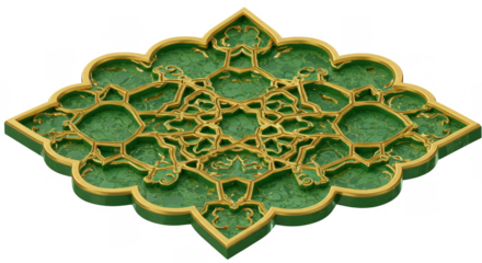 Abstract Ornament with Geometric Green And Golden Luxury Decoration