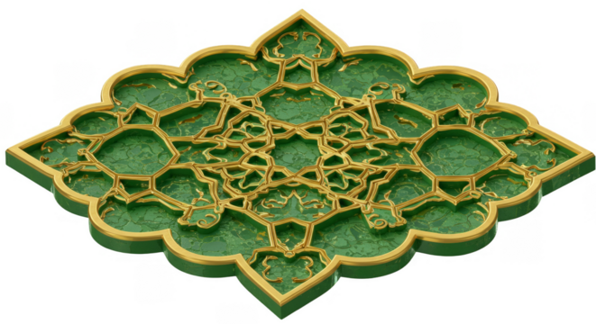 Abstract Ornament with Geometric Green And Golden Luxury Decoration