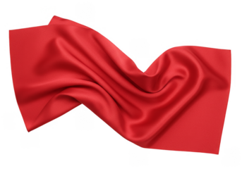 Abstract Red Fabric Wave Silk Texture with Transparent Background