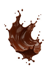Abstract Splash of Rich Chocolate Liquid Isolated Transparent Background
