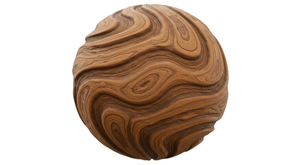 Abstract Texture Sphere with Brown Pattern Design on Transparent Background