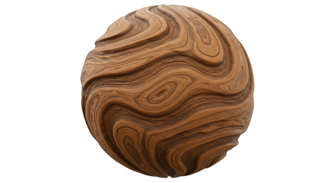 Abstract Texture Sphere with Brown Pattern Design on Transparent Background